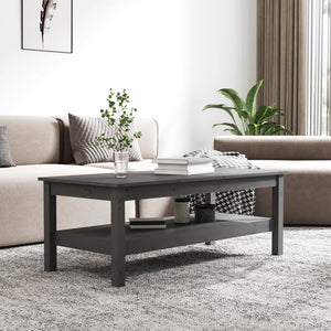 Grauer Couchtisch 110x50 cm Kiefer Massivholz