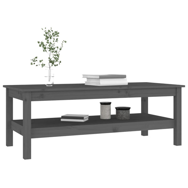 Grauer Couchtisch 110x50 cm Kiefer Massivholz