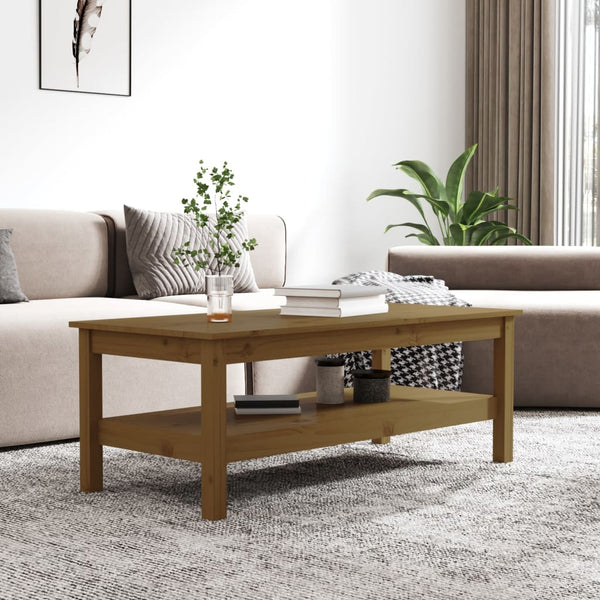 Couchtisch Honigbraun Kiefer Massivholz 110x50 cm