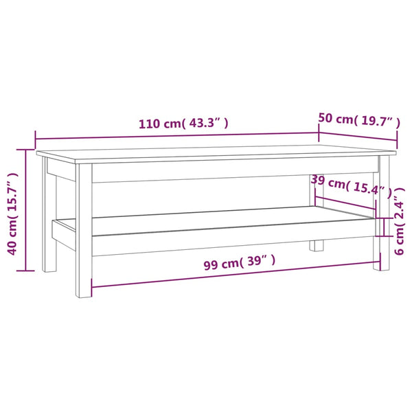 Couchtisch Honigbraun Kiefer Massivholz 110x50 cm