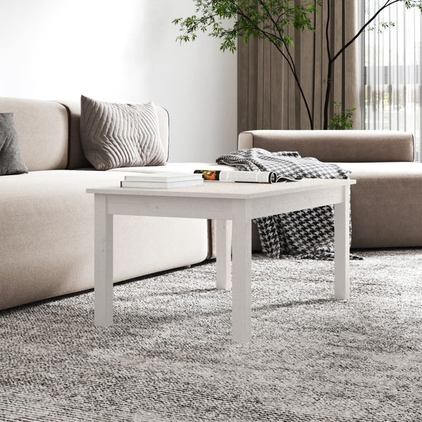 Weißer Couchtisch Kiefer Massivholz 80x50 cm