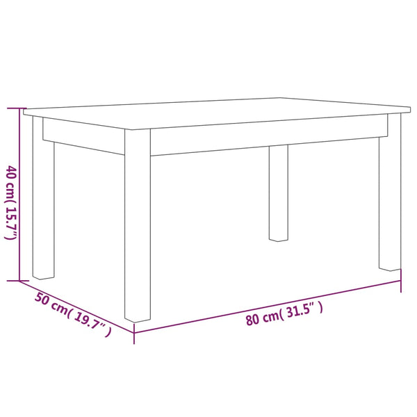 Weißer Couchtisch Kiefer Massivholz 80x50 cm
