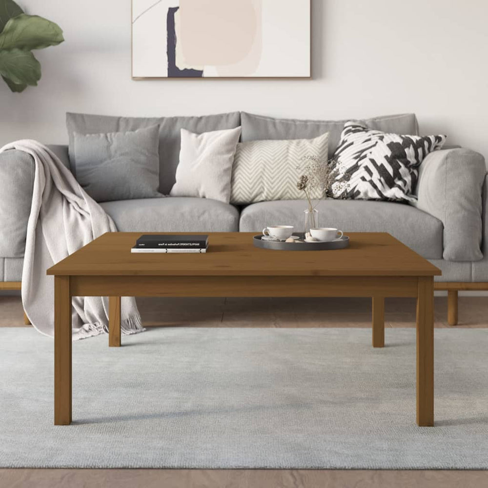 vidaXL Coffee Table Honey Brown 100x100x40 cm Solid Pine Wood