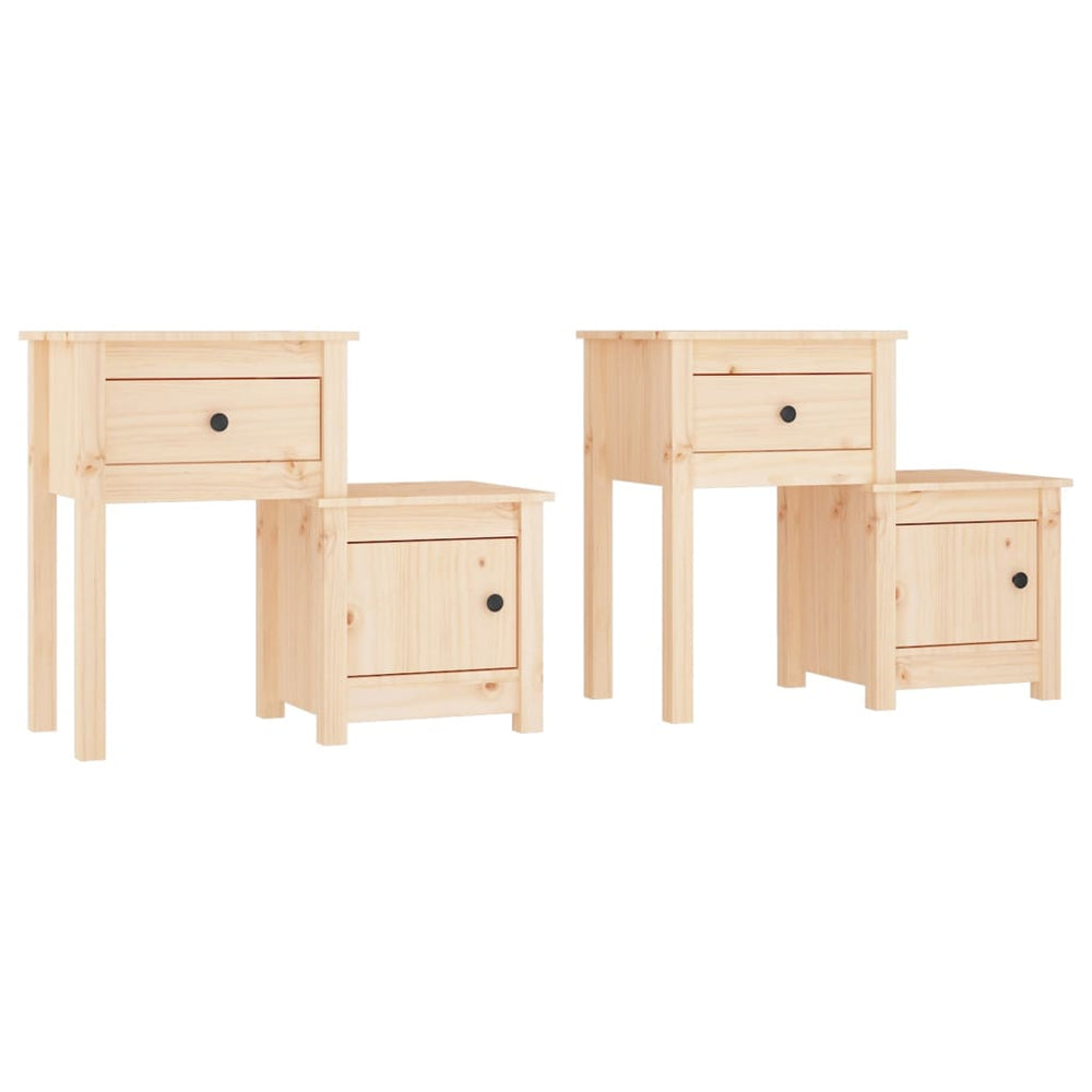 2er Set Nachttische Kiefer Massivholz