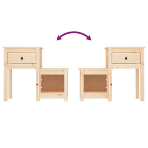 2er Set Nachttische Kiefer Massivholz