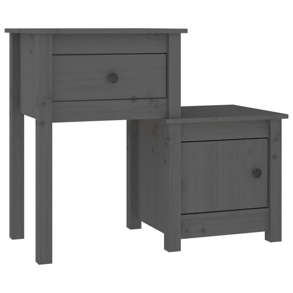 vidaXL Nightstand Gray 79.5x38x65.5 cm Solid Pine Wood