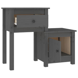 Grauer Kiefer Massivholz Nachttisch 79,5cm
