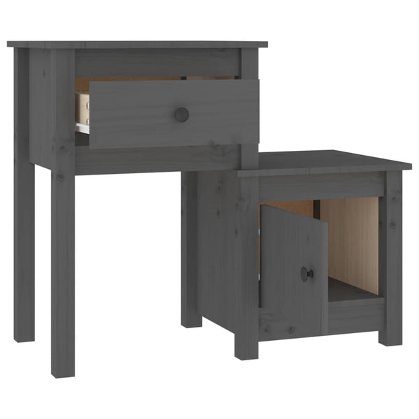 Grauer Kiefer Massivholz Nachttisch 79,5cm