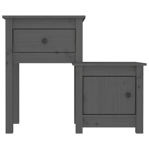 Grauer Kiefer Massivholz Nachttisch 79,5cm