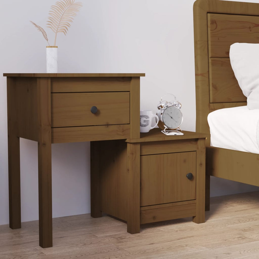 vidaXL Bedside Cabinet Honey Brown 79.5x38x65.5 cm Solid Pine Wood