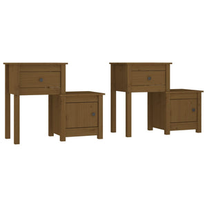 vidaXL Tables de chevet 2 pcs Marron miel 79,5x38x65,5 cm Bois de pin massif
