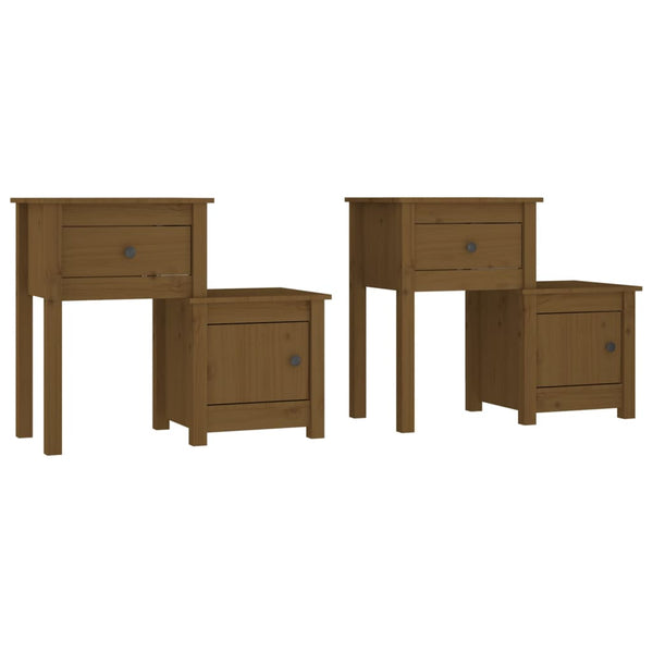 vidaXL Tables de chevet 2 pcs Marron miel 79,5x38x65,5 cm Bois de pin massif