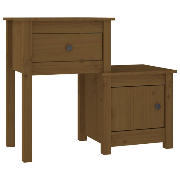 vidaXL Tables de chevet 2 pcs Marron miel 79,5x38x65,5 cm Bois de pin massif
