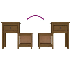 vidaXL Tables de chevet 2 pcs Marron miel 79,5x38x65,5 cm Bois de pin massif