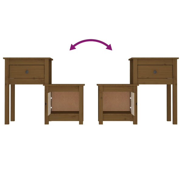 vidaXL Tables de chevet 2 pcs Marron miel 79,5x38x65,5 cm Bois de pin massif
