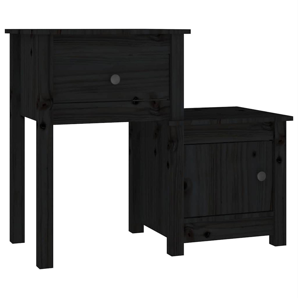 vidaXL Bedside Cabinet Black 79.5x38x65.5 cm Solid Pine Wood