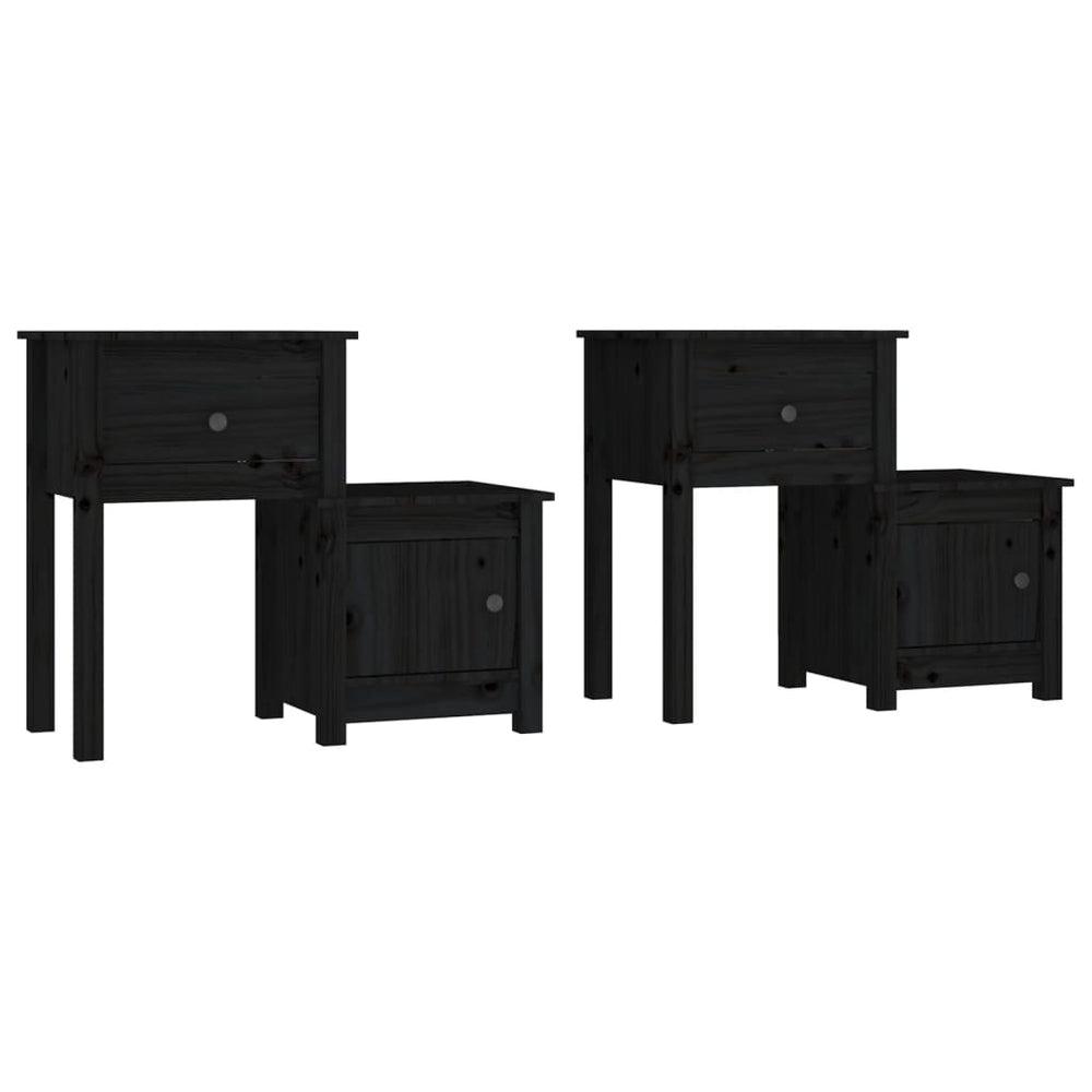 vidaXL Nightstands 2 pcs. Black 79.5x38x65.5 cm Solid Pine Wood