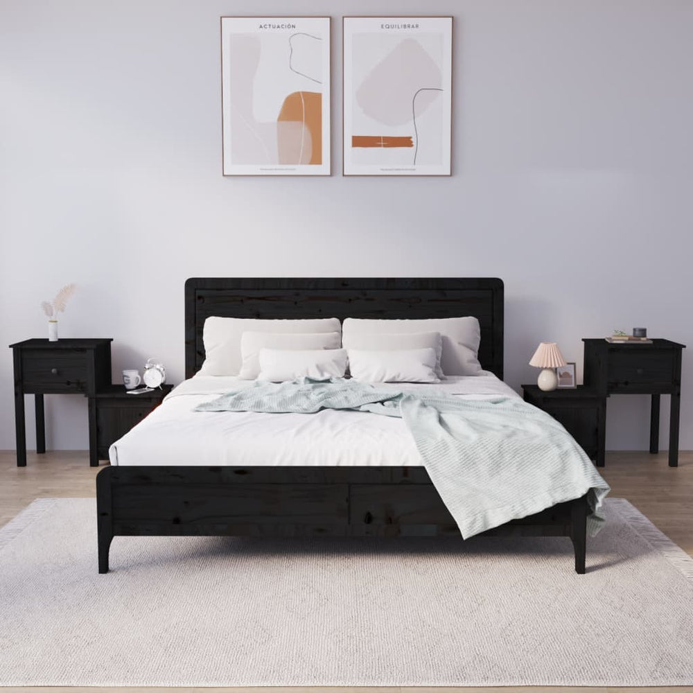 vidaXL Nightstands 2 pcs. Black 79.5x38x65.5 cm Solid Pine Wood