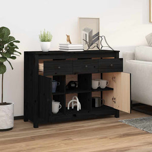 Schwarzes Sideboard Kiefer Massivholz 100cm