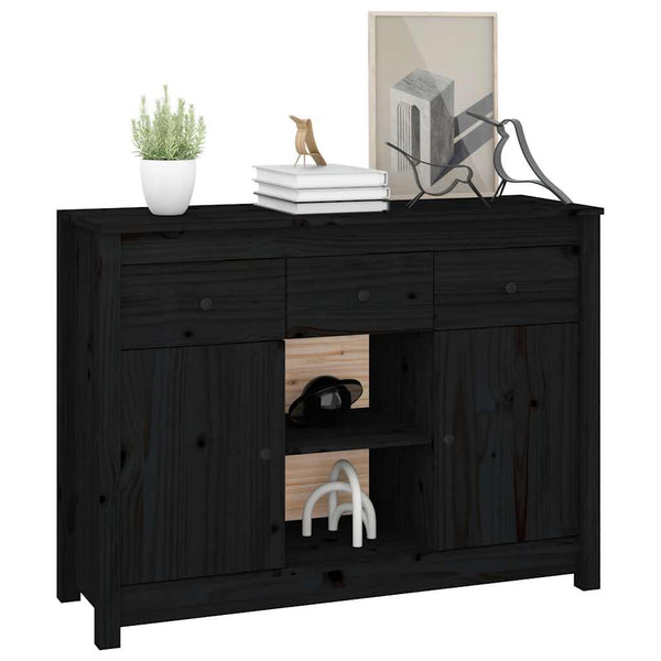 Schwarzes Sideboard Kiefer Massivholz 100cm