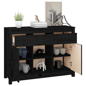 Schwarzes Sideboard Kiefer Massivholz 100cm