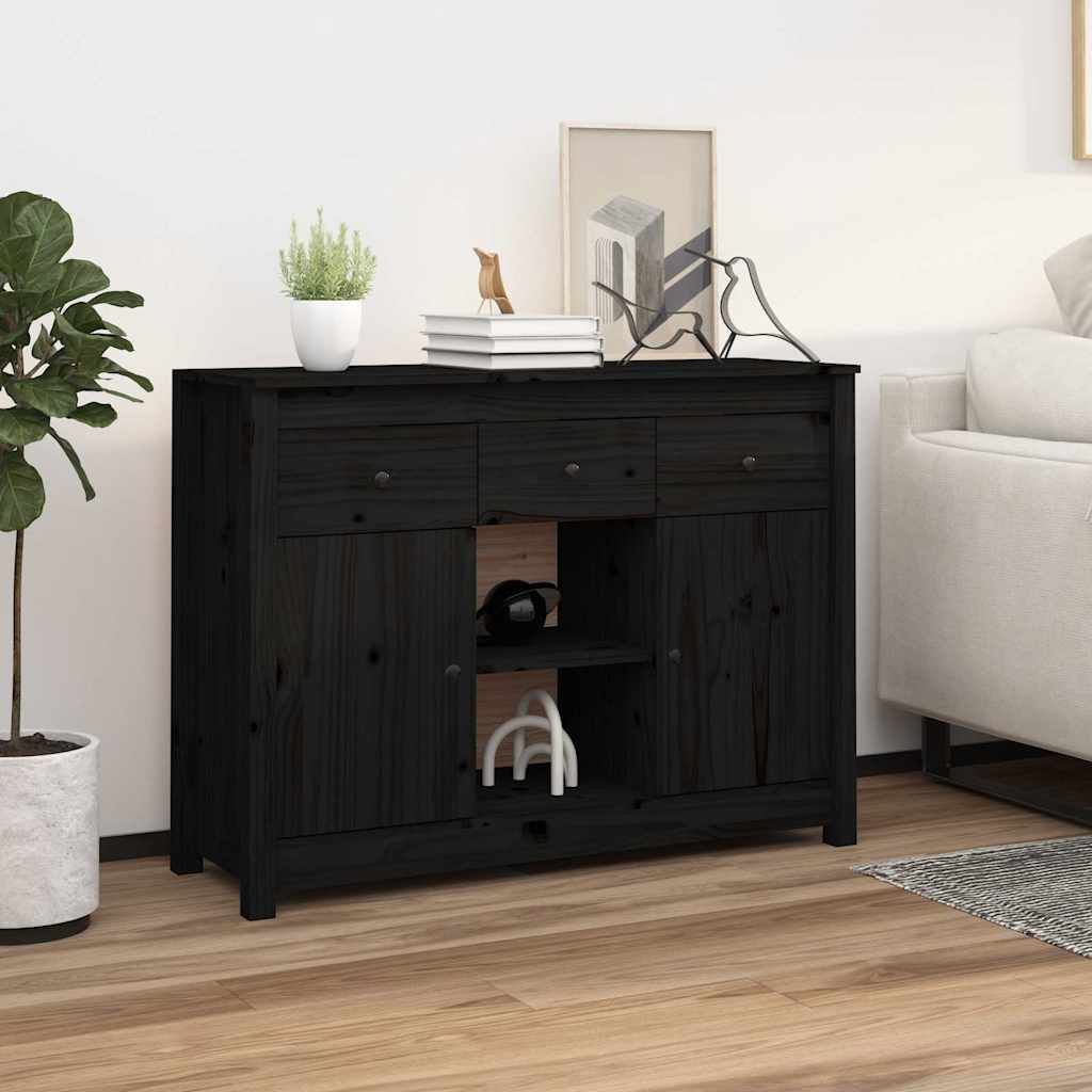 Schwarzes Sideboard Kiefer Massivholz 100cm