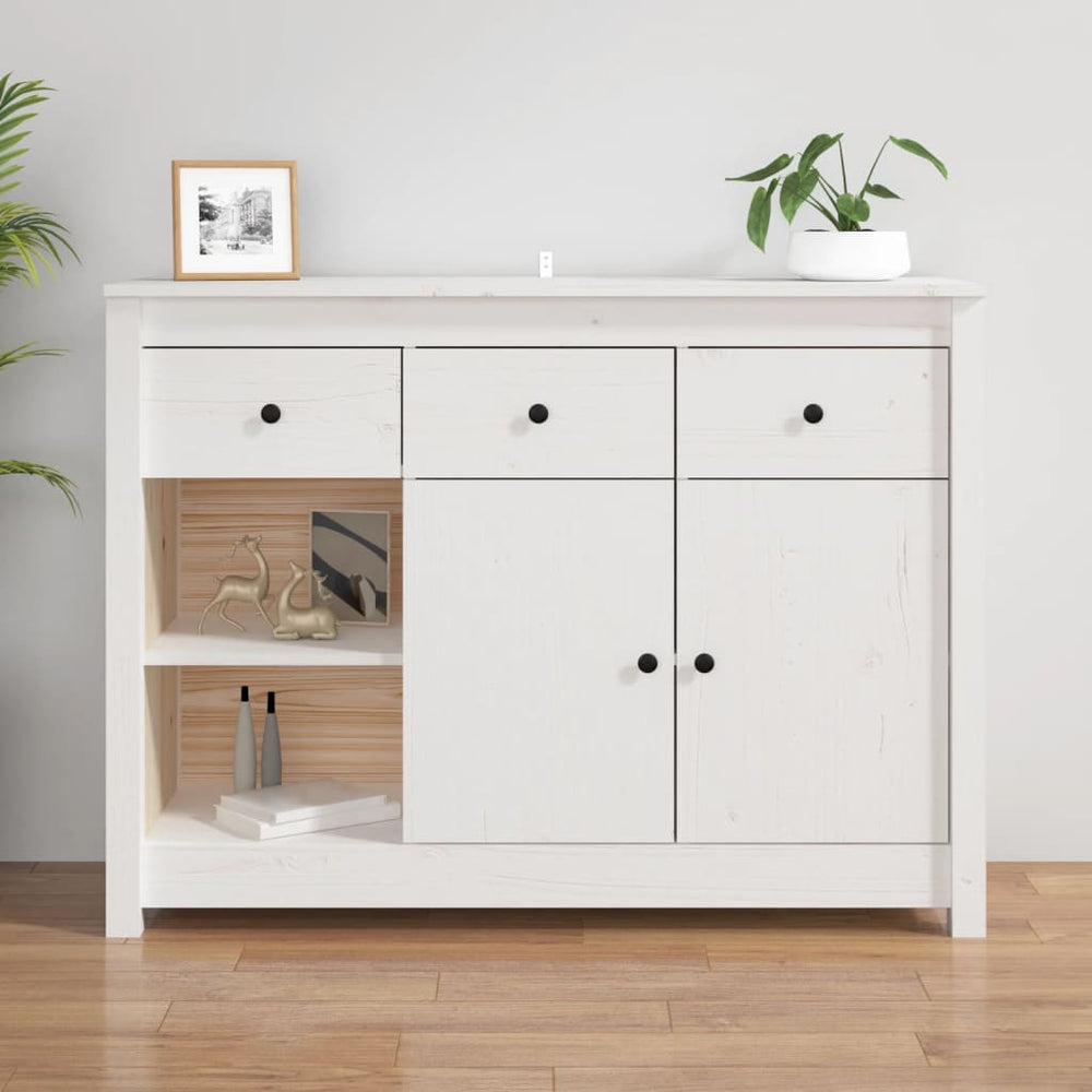 vidaXL Sideboard White 100x35x74 cm Solid Pine Wood