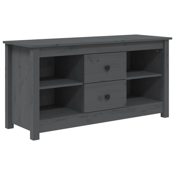 Grauer TV-Schrank Kiefer Massivholz 103cm