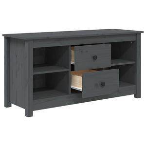 Grauer TV-Schrank Kiefer Massivholz 103cm