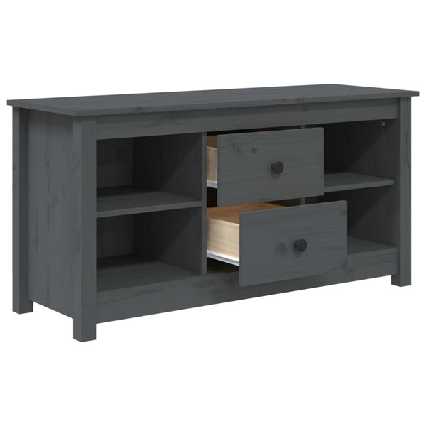 Grauer TV-Schrank Kiefer Massivholz 103cm