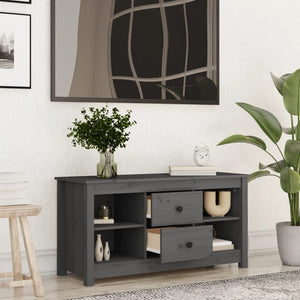 Grauer TV-Schrank Kiefer Massivholz 103cm
