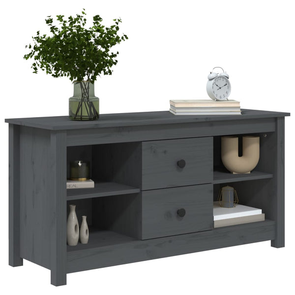 Grauer TV-Schrank Kiefer Massivholz 103cm