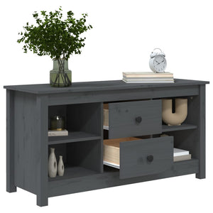 Grauer TV-Schrank Kiefer Massivholz 103cm