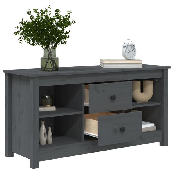 Grauer TV-Schrank Kiefer Massivholz 103cm