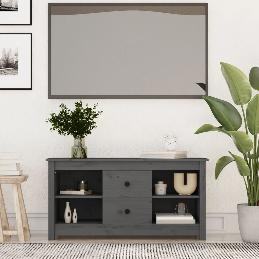 vidaXL TV Cabinet Grey 103x36.5x52 cm Solid Pine Wood