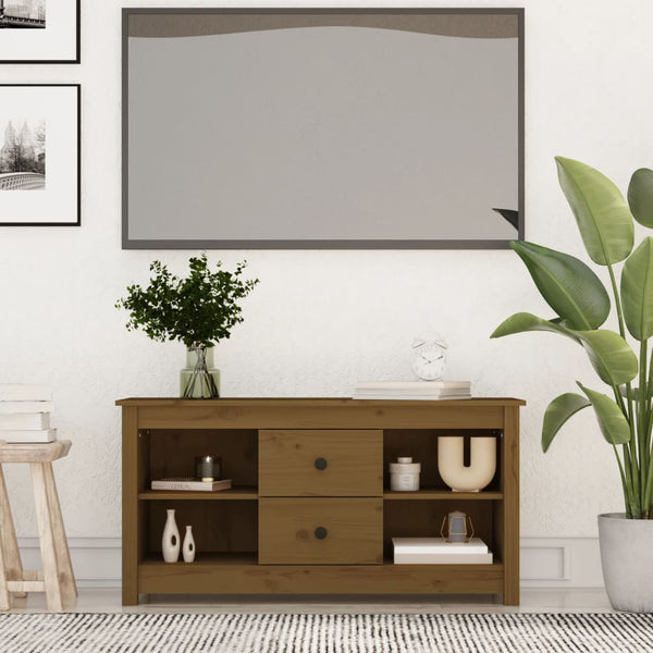 TV-Schrank Honigbraun Kiefer Massivholz 103cm