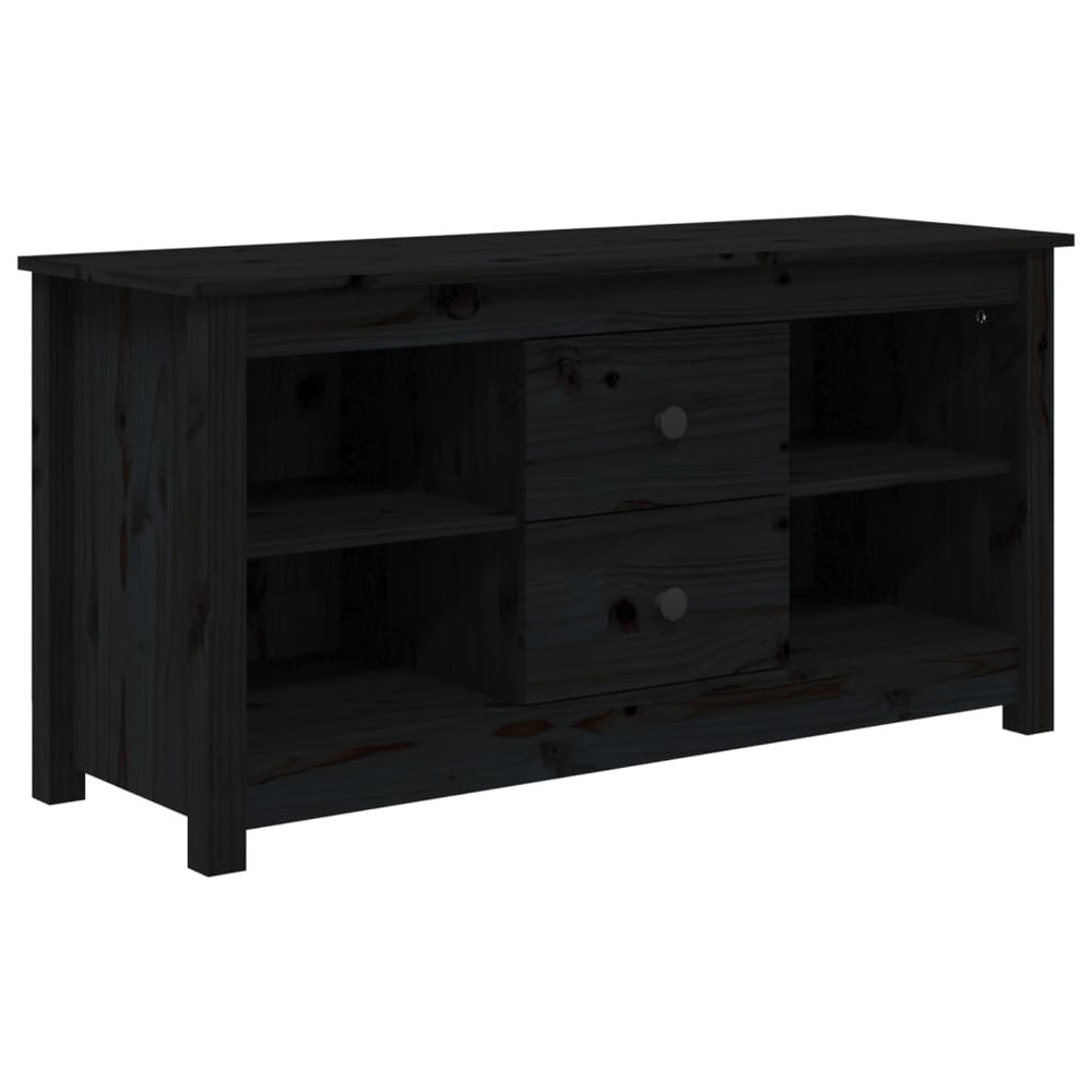 vidaXL TV Cabinet Black 103x36.5x52 cm Solid Pine Wood