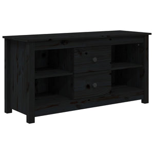 Schwarzer TV-Schrank Kiefer Massivholz 103cm