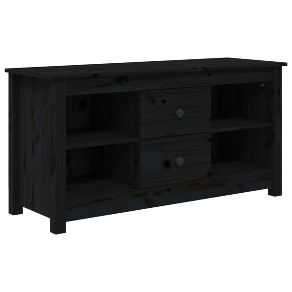 Schwarzer TV-Schrank Kiefer Massivholz 103cm