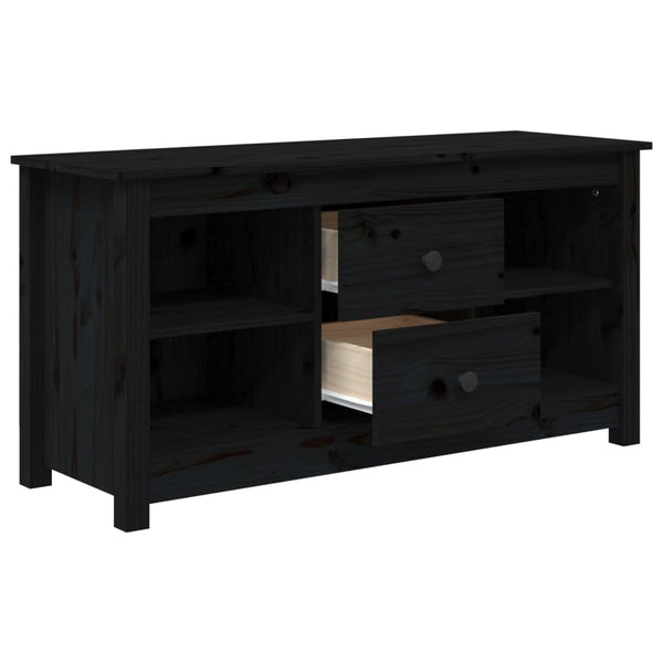 Schwarzer TV-Schrank Kiefer Massivholz 103cm