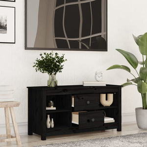 Schwarzer TV-Schrank Kiefer Massivholz 103cm