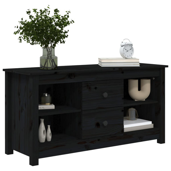 Schwarzer TV-Schrank Kiefer Massivholz 103cm