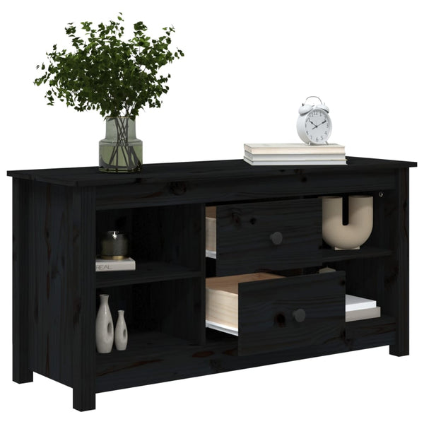 Schwarzer TV-Schrank Kiefer Massivholz 103cm