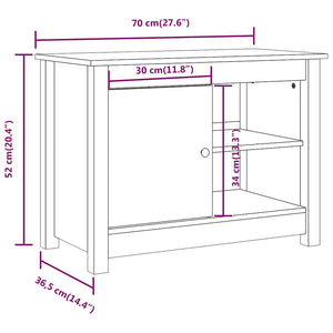 Weißer TV-Schrank 70cm Kiefer Massivholz