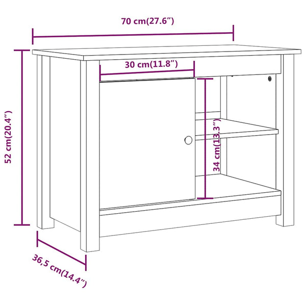 Weißer TV-Schrank 70cm Kiefer Massivholz
