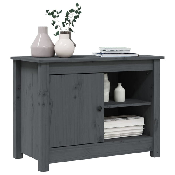 Grauer TV-Schrank 70x52cm Kiefer Massivholz