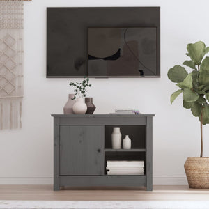 Grauer TV-Schrank 70x52cm Kiefer Massivholz