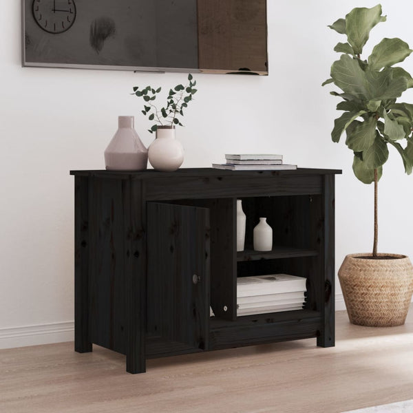 vidaXL Meuble TV Noir 70x36,5x52 cm Bois de pin massif
