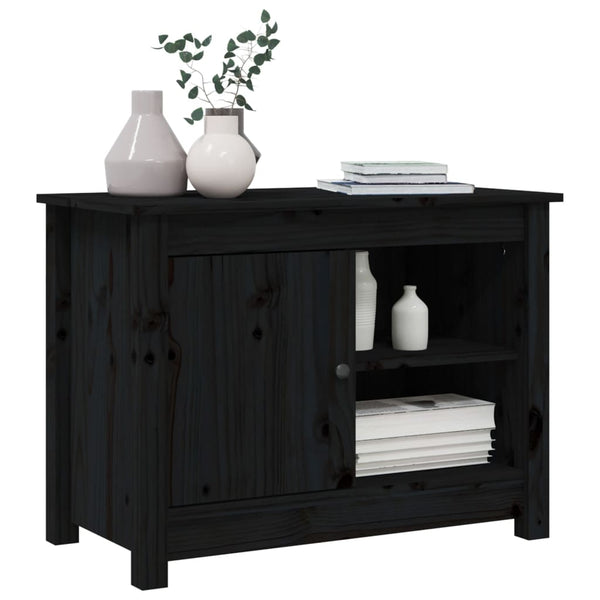 vidaXL Meuble TV Noir 70x36,5x52 cm Bois de pin massif