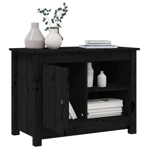 vidaXL Meuble TV Noir 70x36,5x52 cm Bois de pin massif